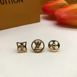 Brincos Louis Vuitton Monogram Flower e LV Circle Gold-Tone Enamel