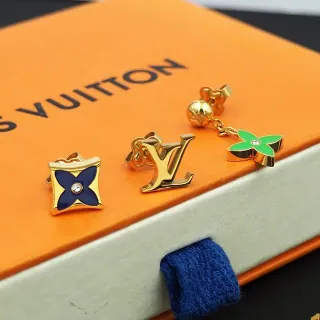 Louis Vuitton Monogram Flower e LV Logo brincos