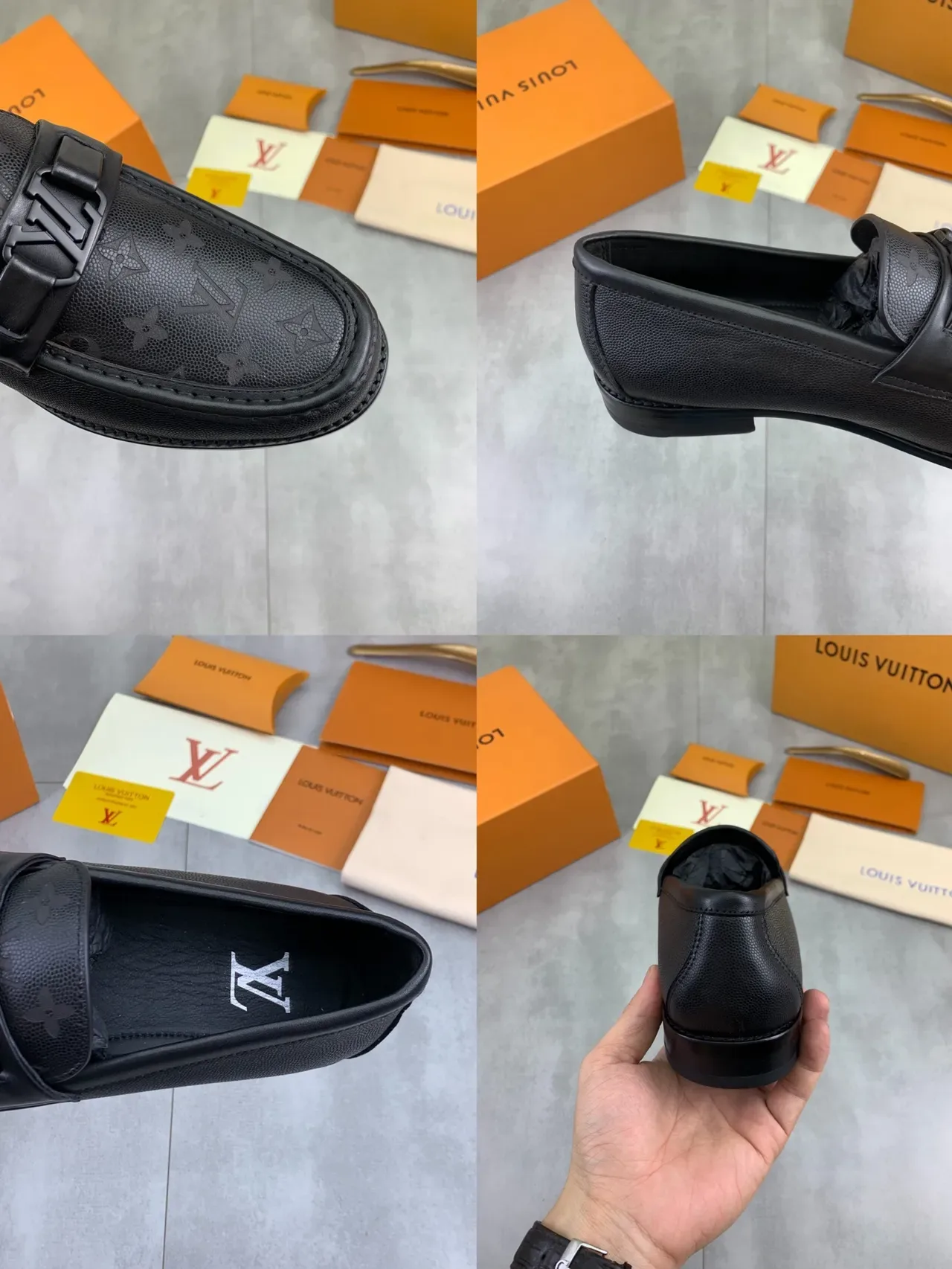 Louis Vuitton Monogram Loafer Black Leather Slip-On Loafers 2