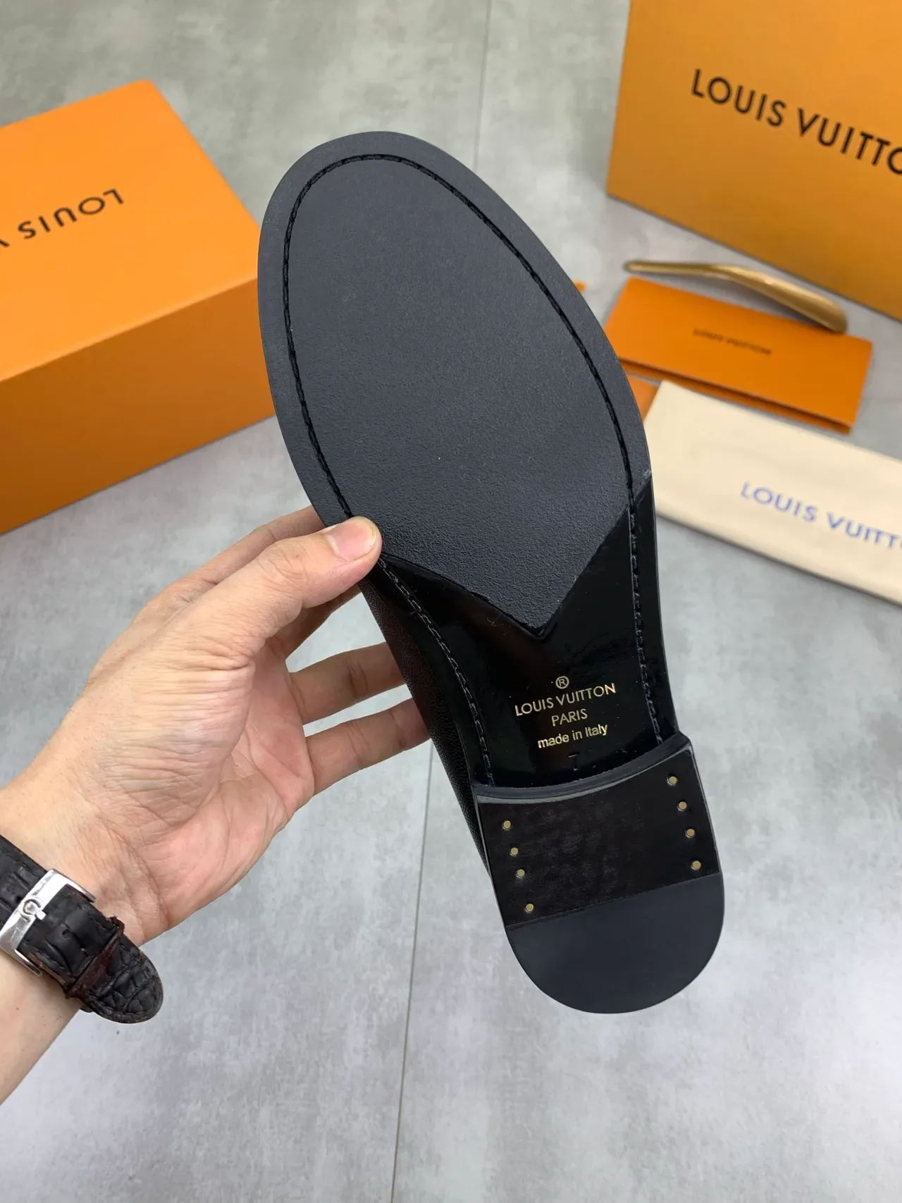 Louis Vuitton Monogram Loafer Black Leather Slip-On Loafers 3