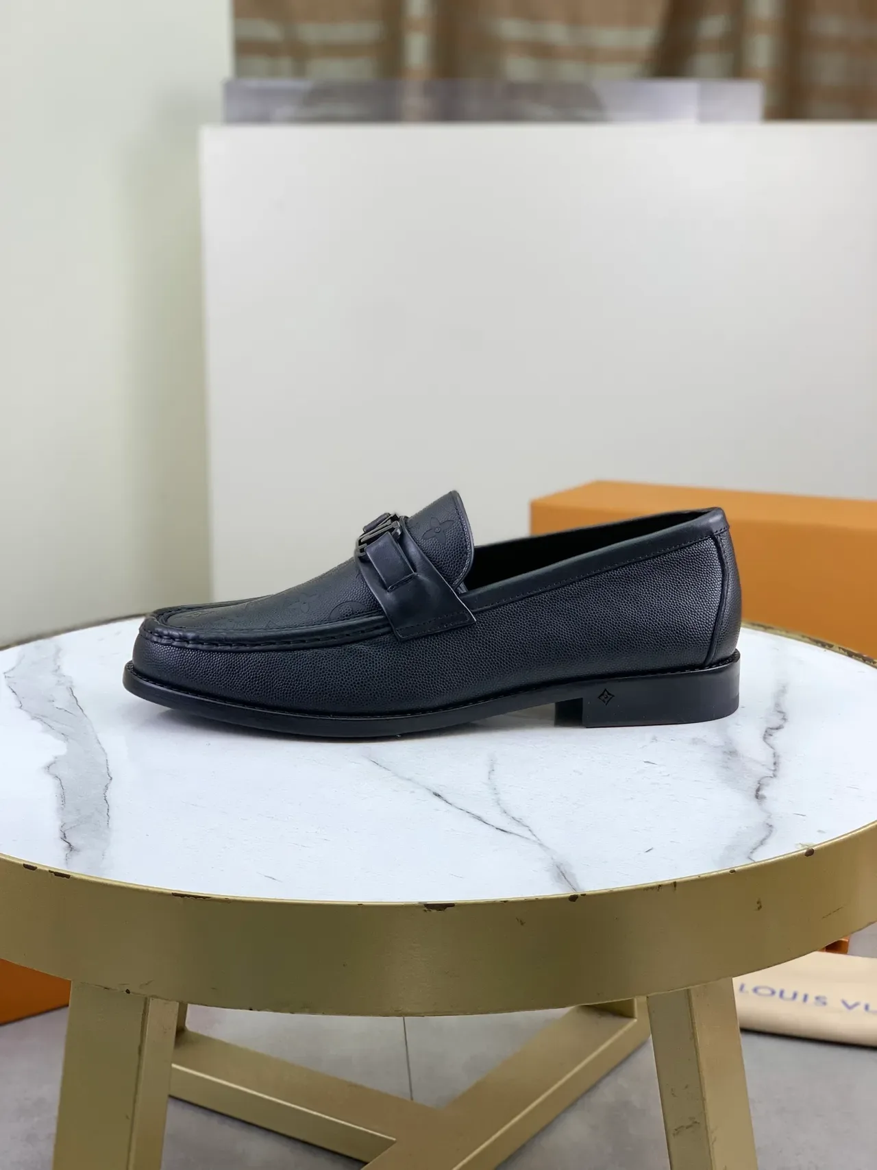 Louis Vuitton Monogram Loafer Black Leather Slip-On Loafers 5