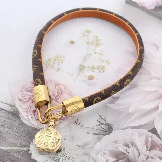 سوار لويس فتون Monogram Lock بني ذهبي قماش تركيبات