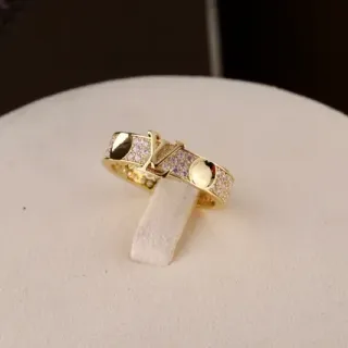 Louis Vuitton Monogram Pavé Crystal Ring Gold Transparent Ring