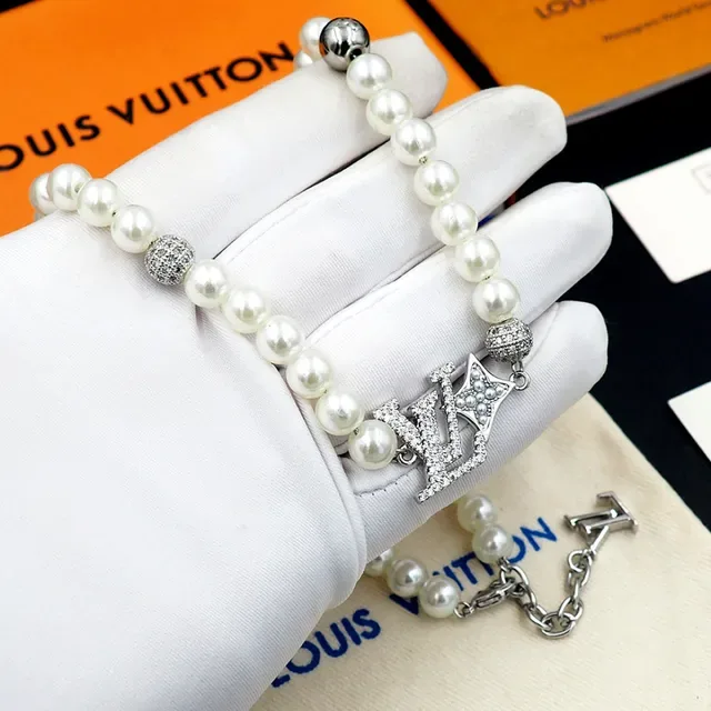 Louis Vuitton Monogram Pearl and Crystal Necklace 9