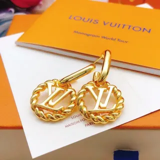 لويس فيتون Monogram Rope أقراط معلقة ذهبية النبر