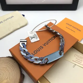 Louis Vuitton Monogram 世界巡演 蓝色珐琅链手链