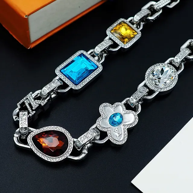 Louis Vuitton Multicolor Gemstone Chain Necklace 8