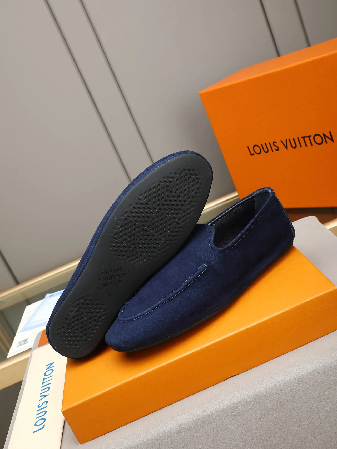 Louis Vuitton Navy Black Suede Upper Slip-On Construction Loafer 4