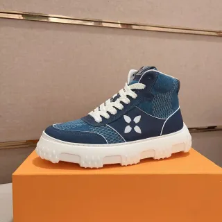 Louis Vuitton Navy White High-Top Sole Chunky Sneakers