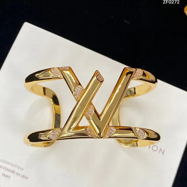 Louis Vuitton Openwork Cuff Gold Silver Sculptural Bracelet 5