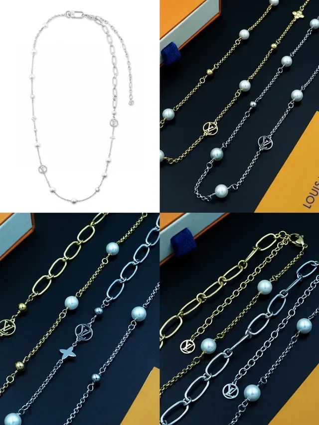 Colar Louis Vuitton Pérola e Charm Monograma Corrente Longa 14