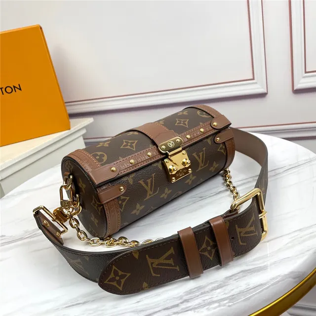 Louis Vuitton Petite Malle Sac Tote Marron Monogramme Mallette 9