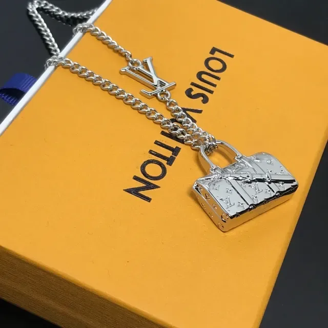 Louis Vuitton Petite Malle Monogram Metallic Handbag Pendant Necklace 2