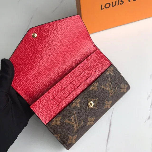Louis Vuitton गुलाबी भूरा Envelope-Flap Monogram कैनवास छोटा बटुआ 7