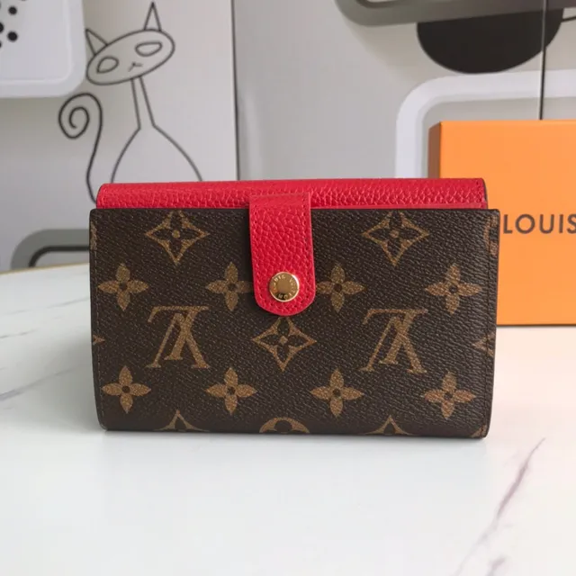 Louis Vuitton गुलाबी भूरा Envelope-Flap Monogram कैनवास छोटा बटुआ 9