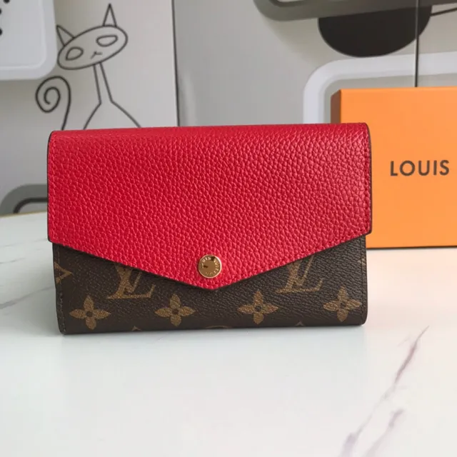Louis Vuitton गुलाबी भूरा Envelope-Flap Monogram कैनवास छोटा बटुआ 10