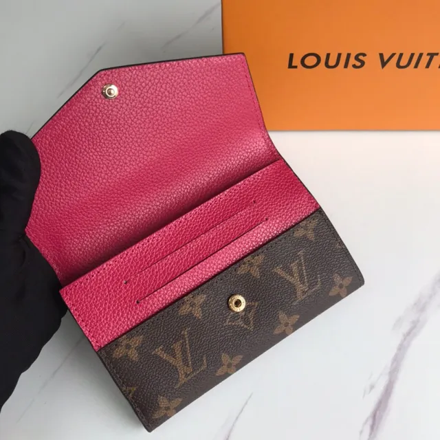 Louis Vuitton गुलाबी भूरा Envelope-Flap Monogram कैनवास छोटा बटुआ 16