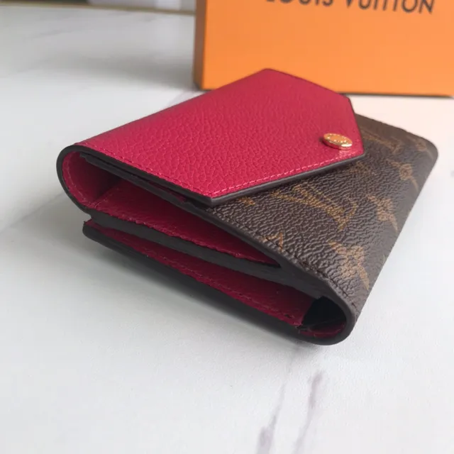 Louis Vuitton गुलाबी भूरा Envelope-Flap Monogram कैनवास छोटा बटुआ 17