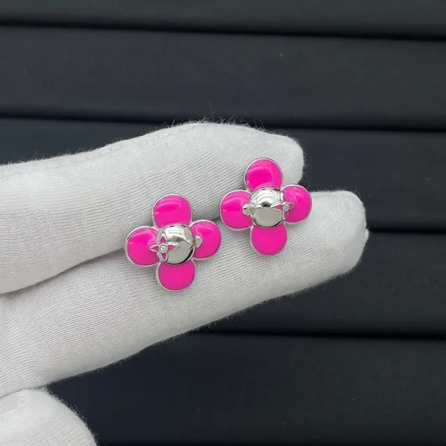 Louis Vuitton Pink Silver Chain Enamel Flower Charm Bracelet 3
