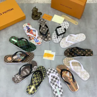 Louis Vuitton Printed Monogram and Damier Flip-Flop Slippers