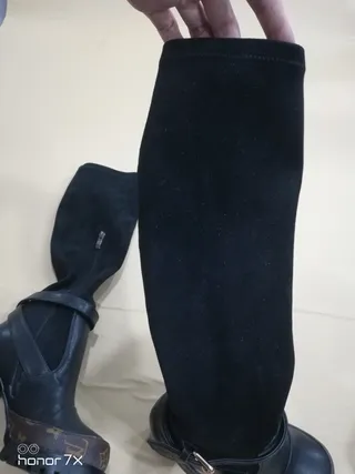 Louis Vuitton Run Away Black Suede and Leather Monogram Platform Knee Boots 3