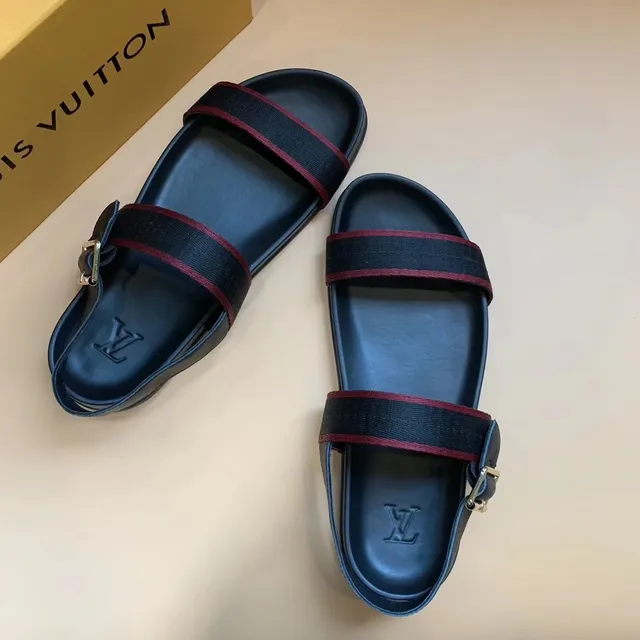 Louis Vuitton Run Away नेवी और बर्गंडी वेबिंग कैजुअल सैंडल्स 4