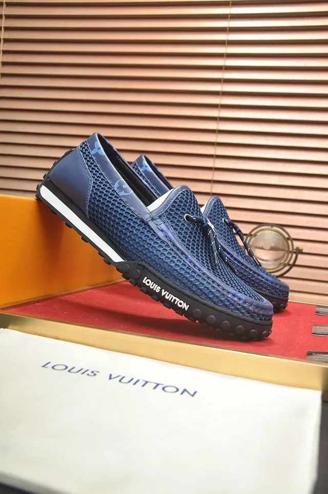 Louis Vuitton Run Away Navy Blue Mesh Monogram Loafers 3
