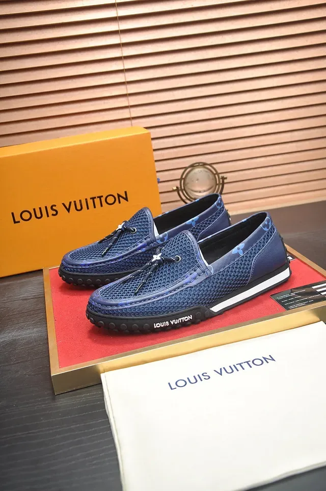 Louis Vuitton Run Away Navy Blue Mesh Monogram Loafers 4