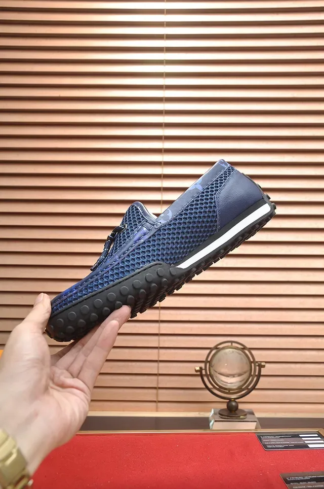 Louis Vuitton Run Away Navy Blue Mesh Monogram Loafers 5