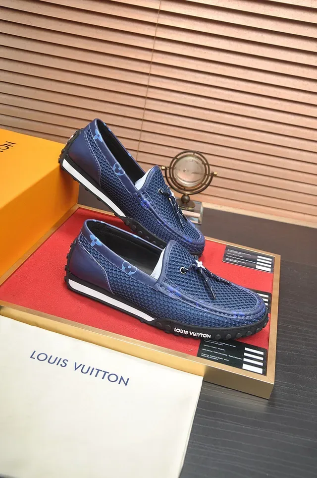 Louis Vuitton Run Away Navy Blue Mesh Monogram Loafers 6