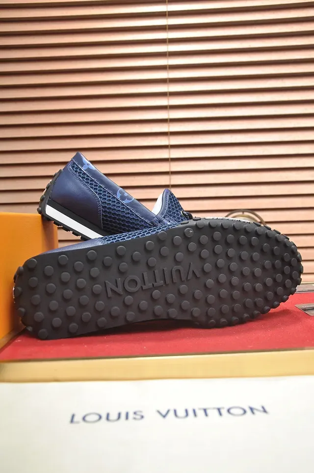 Louis Vuitton Run Away Navy Blue Mesh Monogram Loafers 7