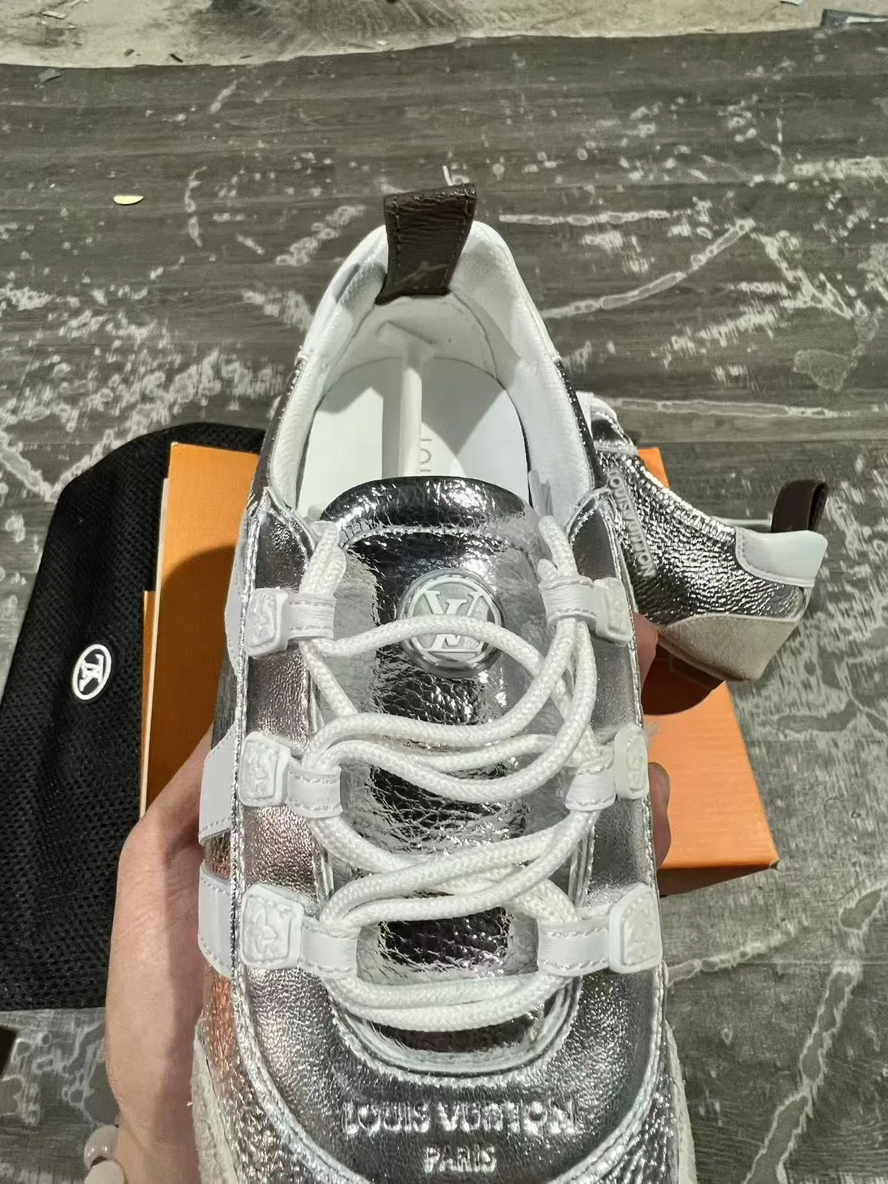 Louis Vuitton Run Away Silver Metallic White Beige Lifestyle Sneakers 4
