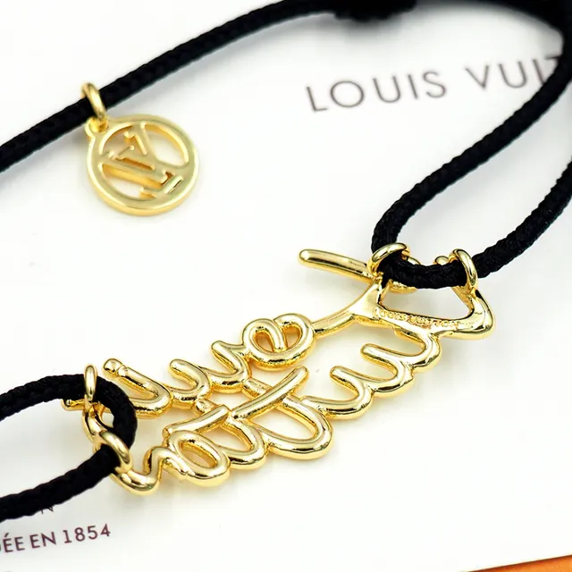Louis Vuitton Script Charm Black Cord Bracelet 3