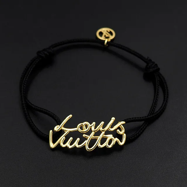 Louis Vuitton Script Charm Black Cord Bracelet 6