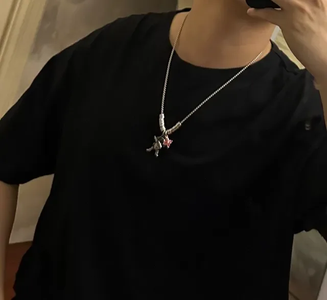 Louis Vuitton Silver Red Chain Astronaut Pendant Necklace 7