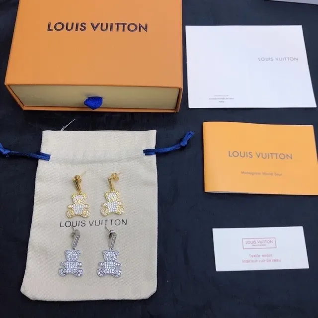 Louis Vuitton Teddy Bear Pavé-Crystal Gold-Tone Dangling Earrings 6