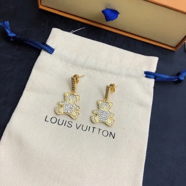 Louis Vuitton Teddy Bear Pavé-Crystal Gold-Tone Dangling Earrings 8