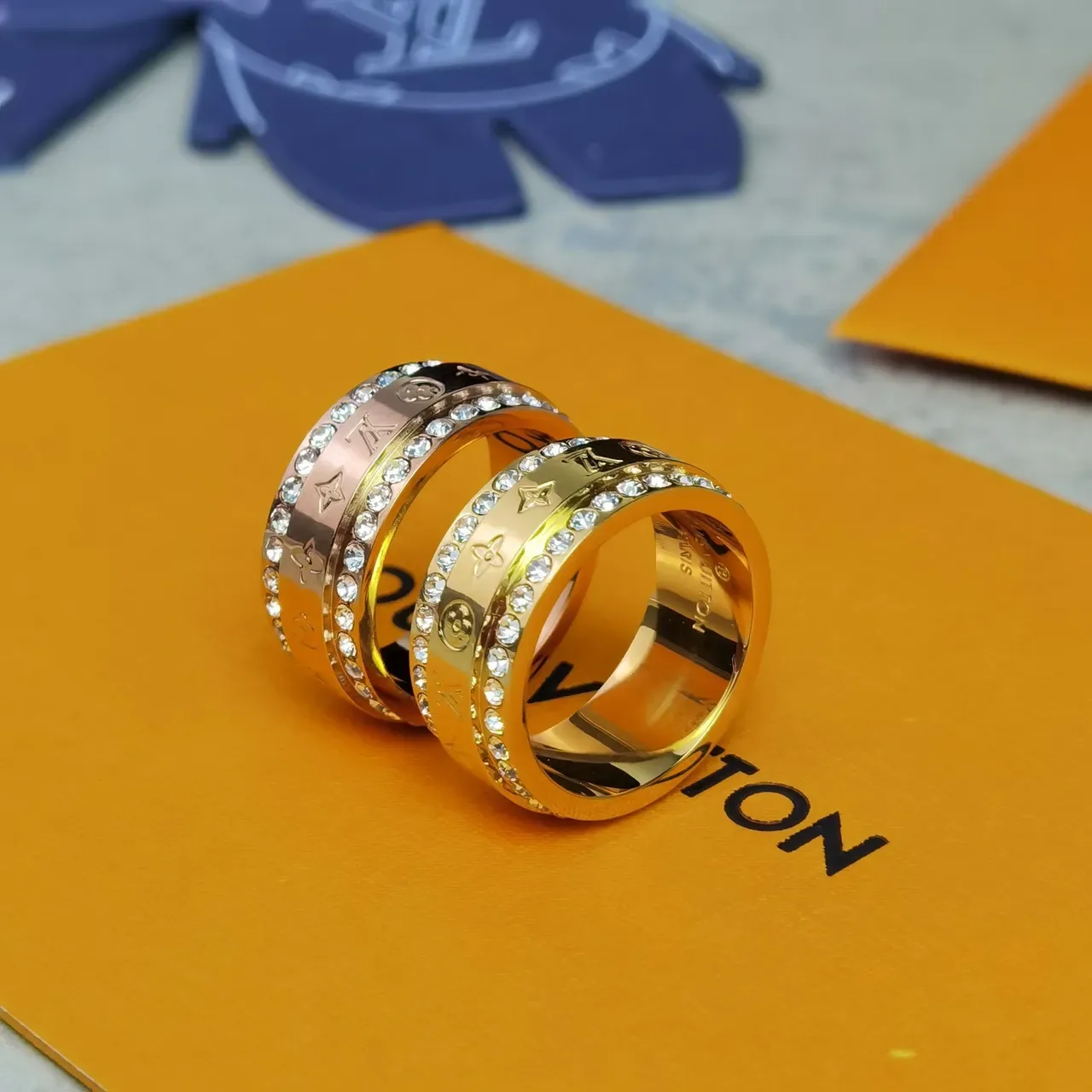 Louis Vuitton Turnaround Ring Rose Gold and Yellow Gold Crystal-Pavé Rings 3