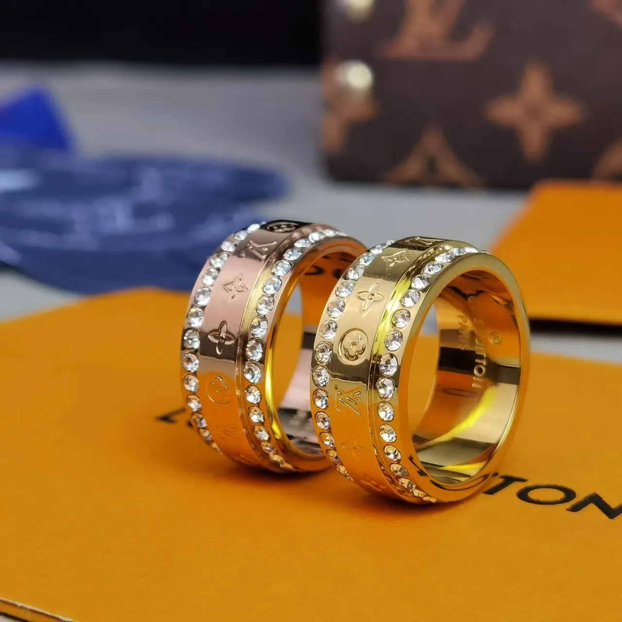 Louis Vuitton Turnaround Ring Rose Gold and Yellow Gold Crystal-Pavé Rings 6