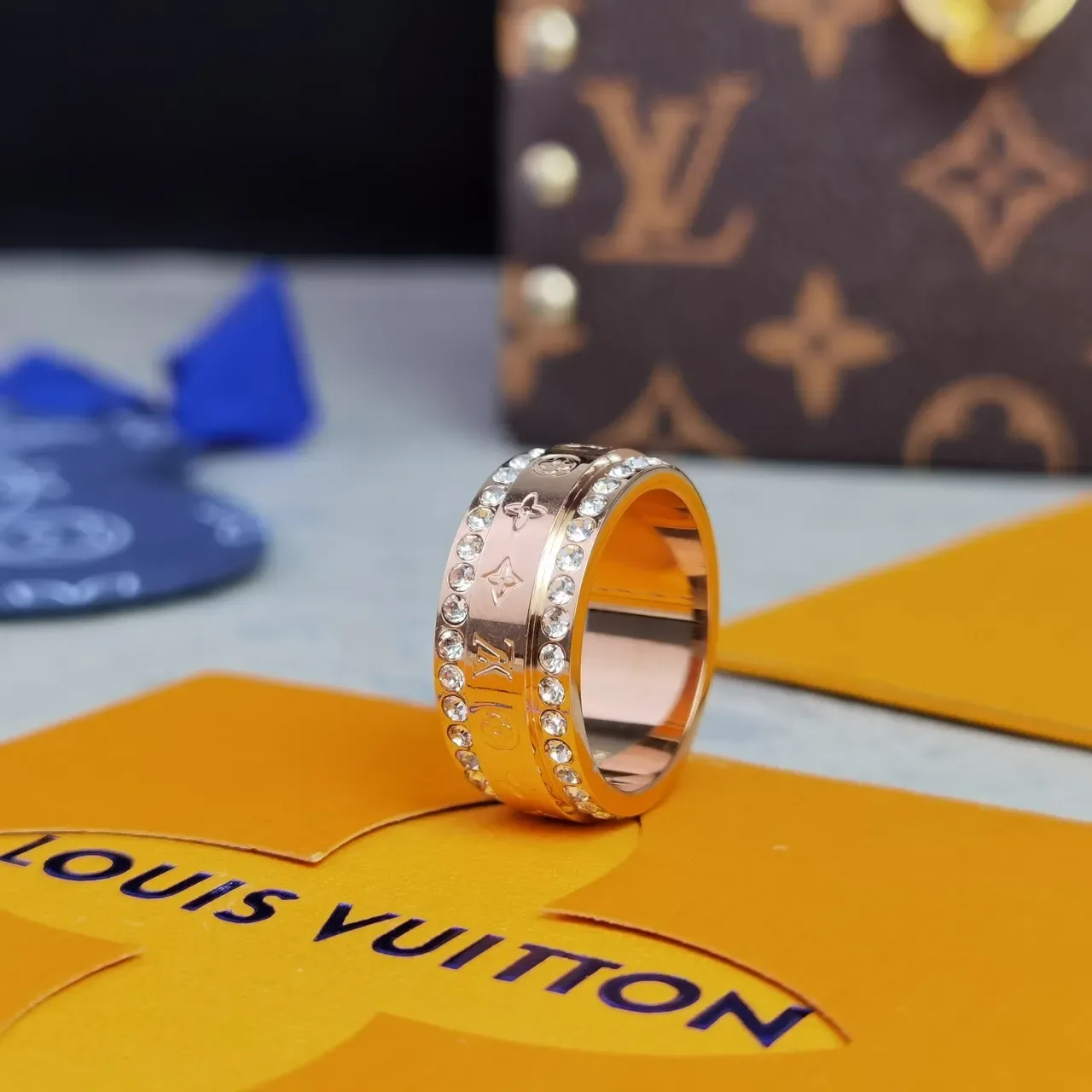 Louis Vuitton Turnaround Ring Rose Gold and Yellow Gold Crystal-Pavé Rings 7
