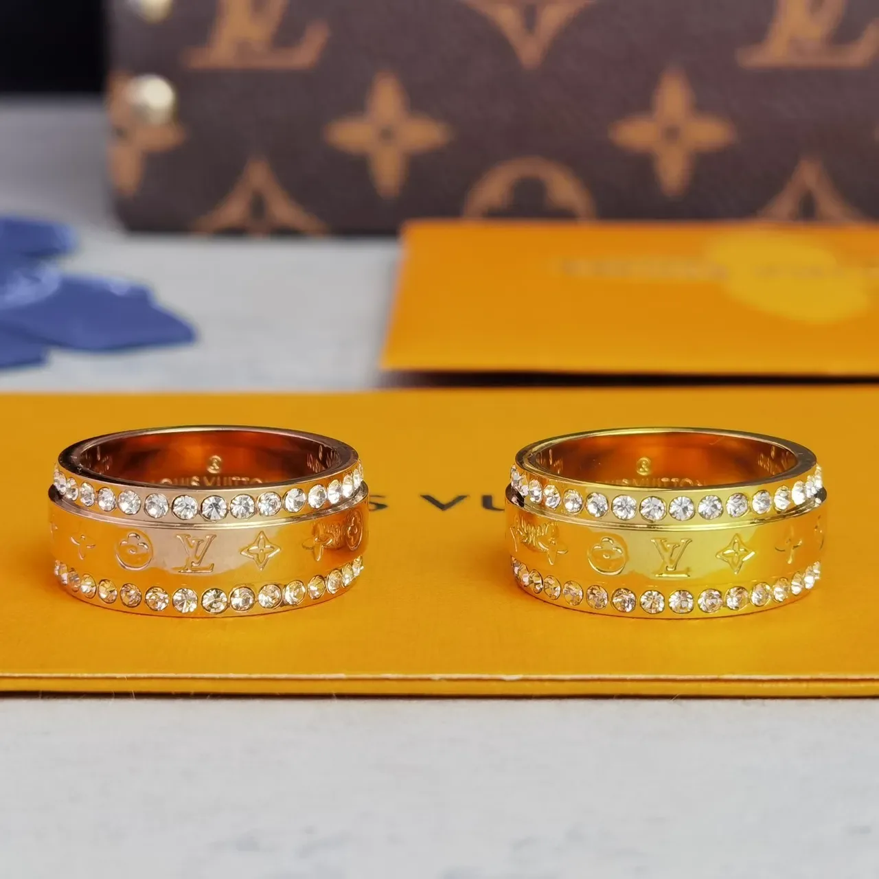 Louis Vuitton Turnaround Ring Rose Gold and Yellow Gold Crystal-Pavé Rings 8