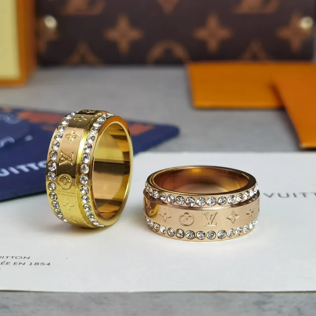 Louis Vuitton Turnaround Ring Rose Gold and Yellow Gold Crystal-Pavé Rings 9