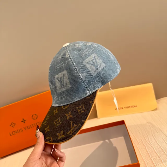 Louis Vuitton दो टोन डेनिम और मॉनोग्राम बेसबॉल कैप 6