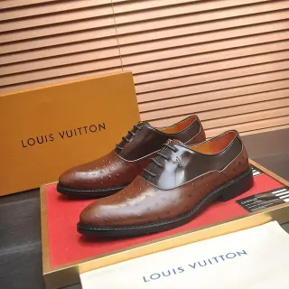 Louis Vuitton दो टोन ऑस्ट्रिच एम्बॉस्ड कैप टो ऑक्सफोर्ड जूते