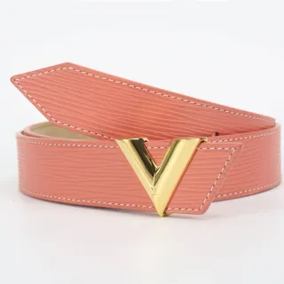 Cinto Louis Vuitton V em Couro Rosa Coral