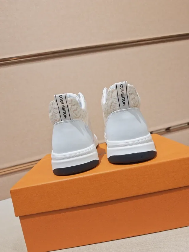 Louis Vuitton White Beige High-Top Monogram Canvas Lifestyle Sneakers 3