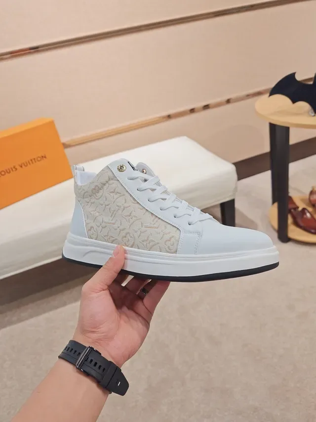Louis Vuitton White Beige High-Top Monogram Canvas Lifestyle Sneakers 4