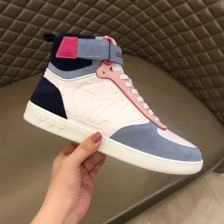 Louis Vuitton Tênis Lifestyle Branco Azul de Cano Alto Embossado Monograma