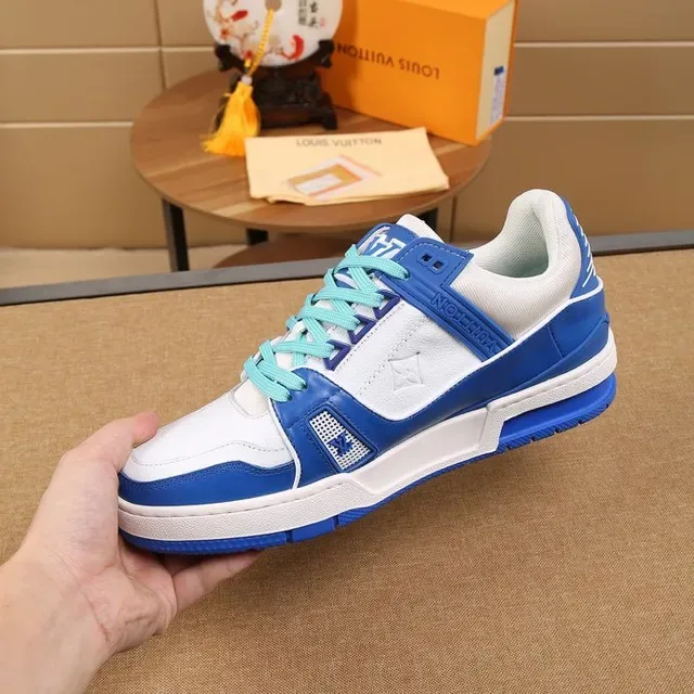 Louis Vuitton White Blue Layered Synthetic And Mesh Upper Bold Color-Blocked Design Lifestyle Sneakers 3