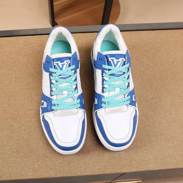 Louis Vuitton White Blue Layered Synthetic And Mesh Upper Bold Color-Blocked Design Lifestyle Sneakers 6